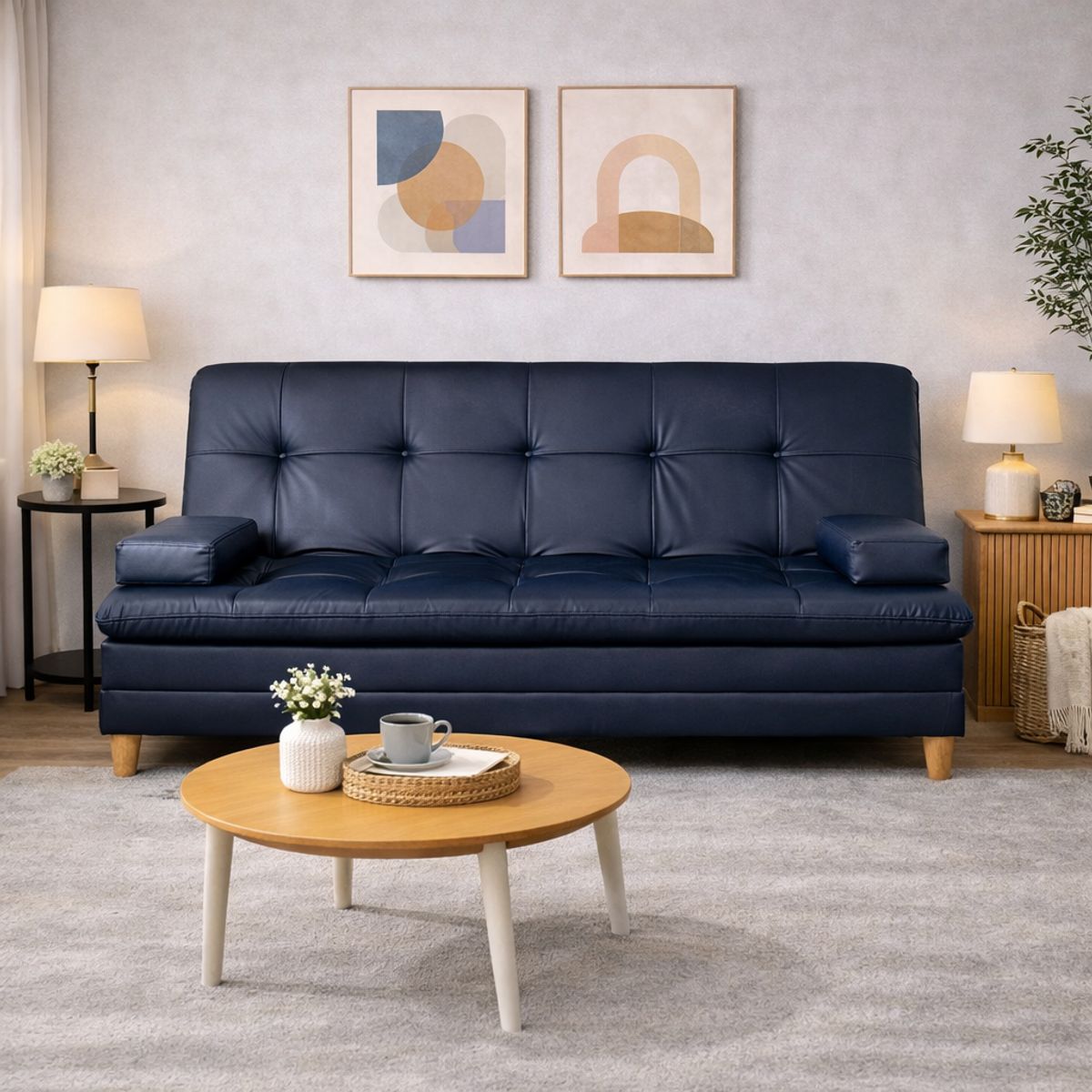 DECOLUM - Sofácama tous 3 posiciones tela sintético antirasguño Azul Noche