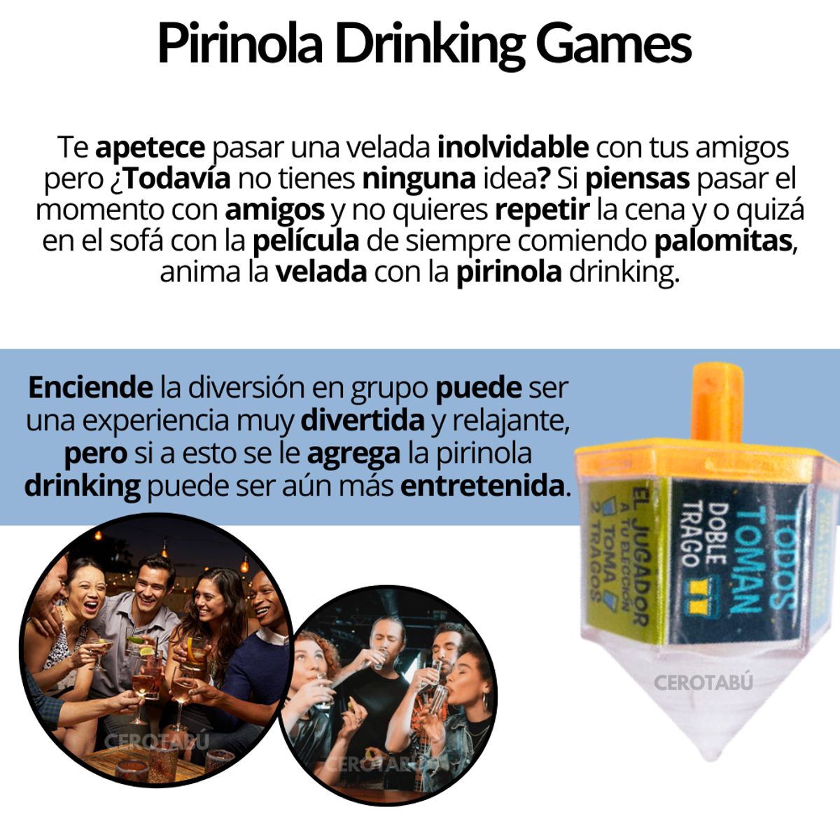 GENERICO - Juego De Mesa Pirinola Drinking Trompo Para Tomar Licor
