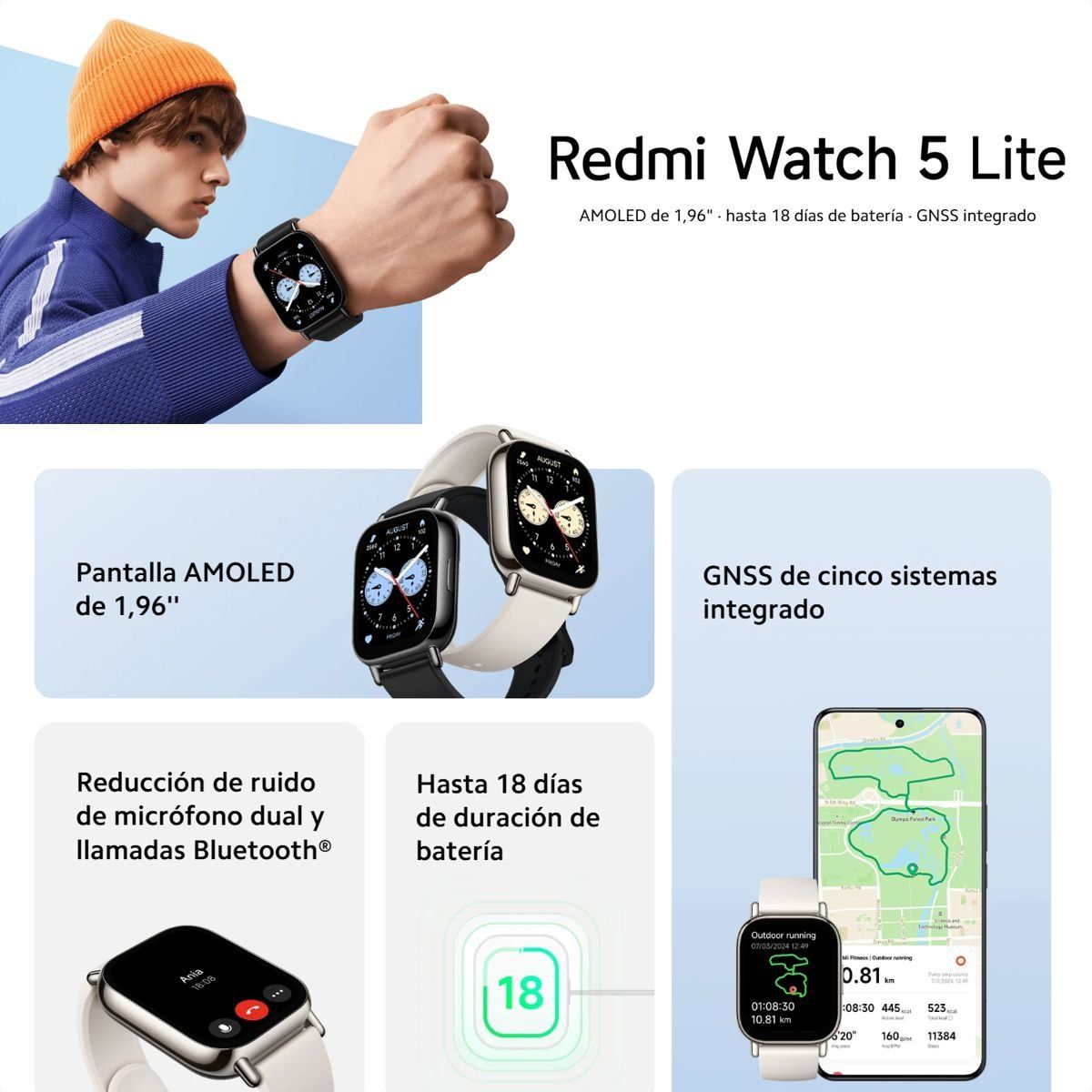 XIAOMI - Xiaomi Redmi Watch 5 Lite, Pulsera Smart Gps Llamada Bt, Gld