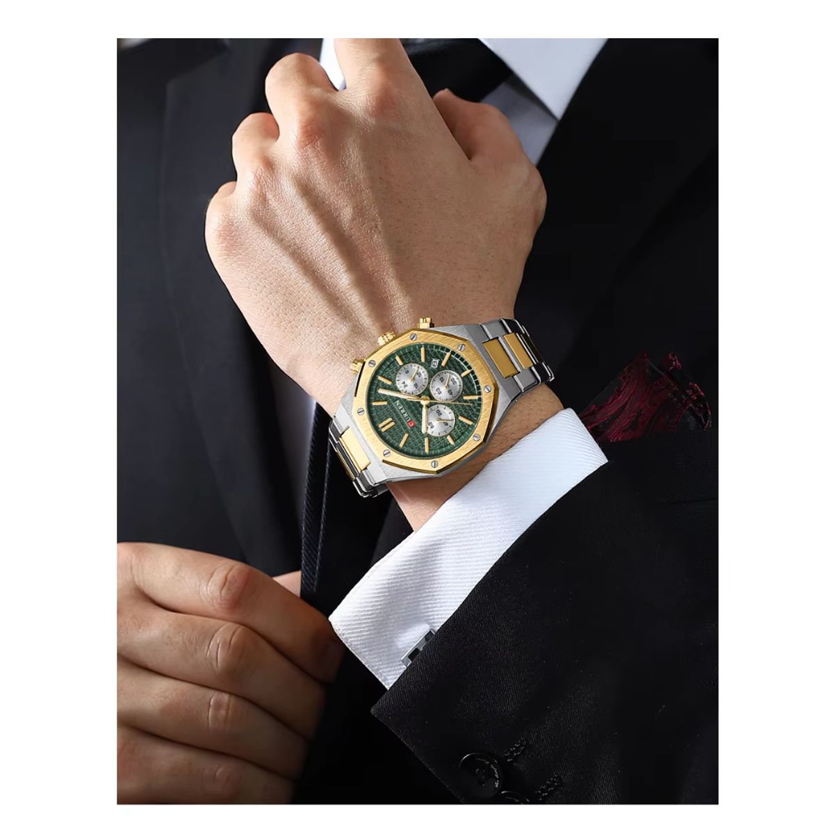 CURREN - Reloj Curren 8440 Elegante Para Caballero Tablero Verde