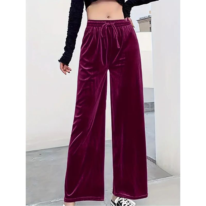 GENERICO - Pantalon Palazzo Terciopelo Con Bolsillos