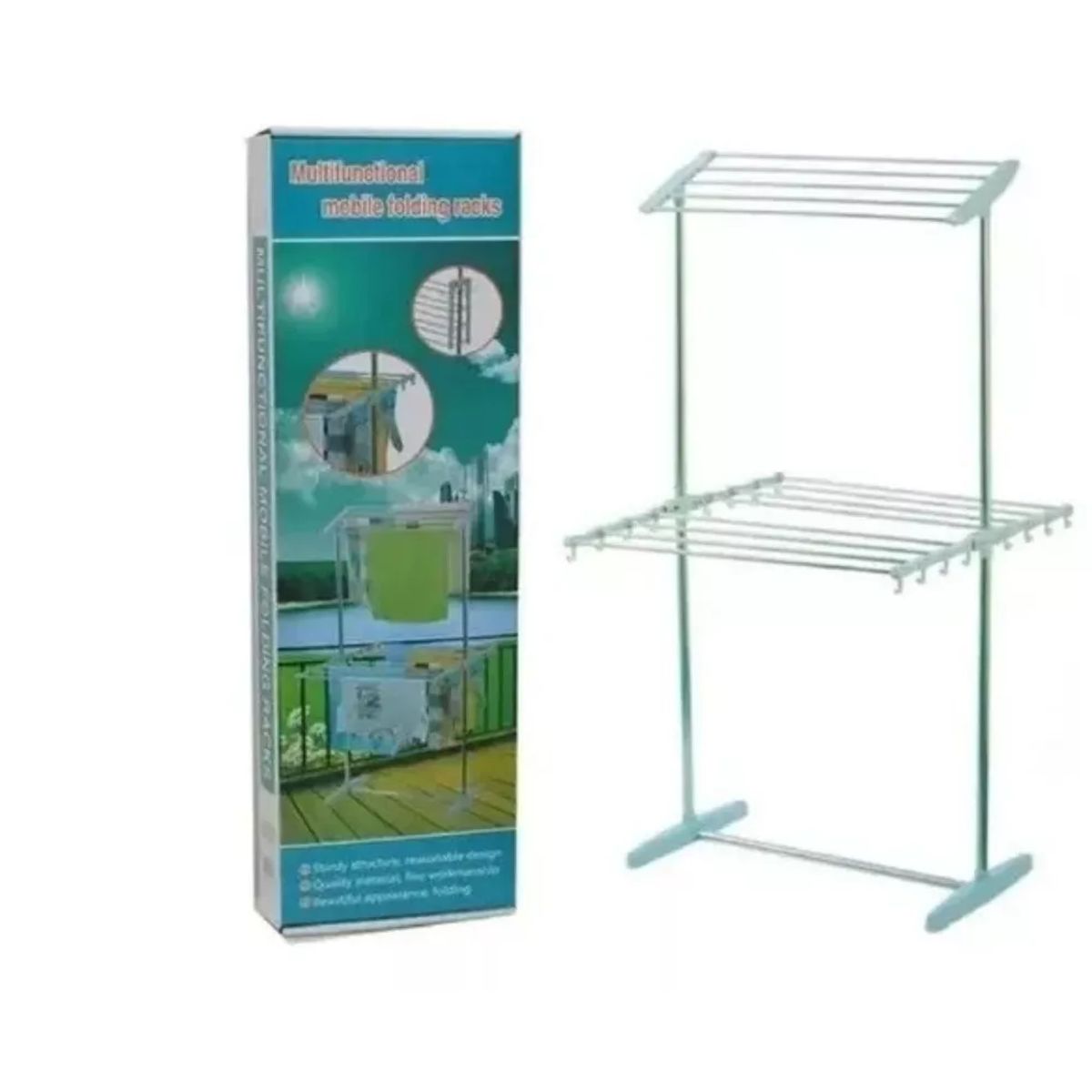 GENERICO - Tendedero De Piso Estante Plegable 2 Niveles Secado Ropa Max