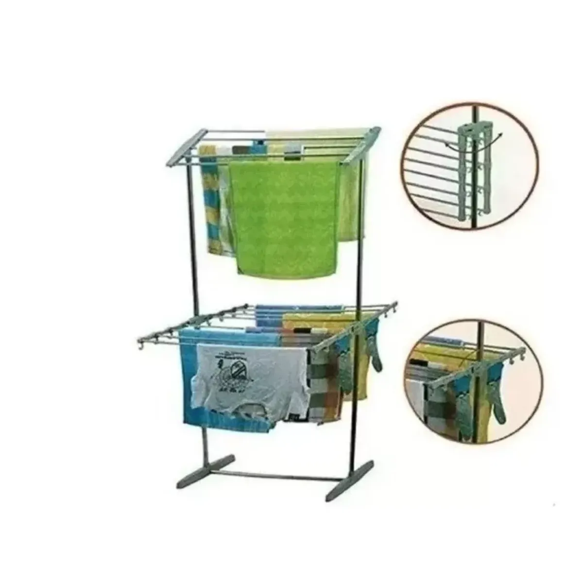 GENERICO - Tendedero De Piso Estante Plegable 2 Niveles Secado Ropa Max