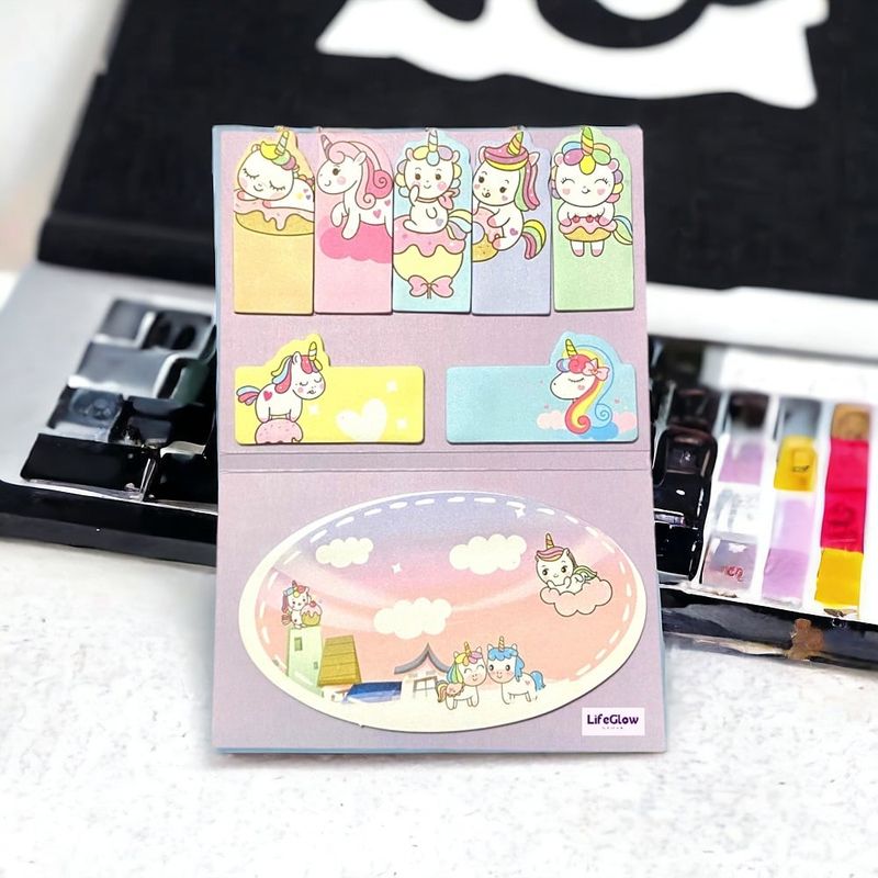 GENERICO - Post-it Notas Adhesivas Kawaii Unicornios Lila