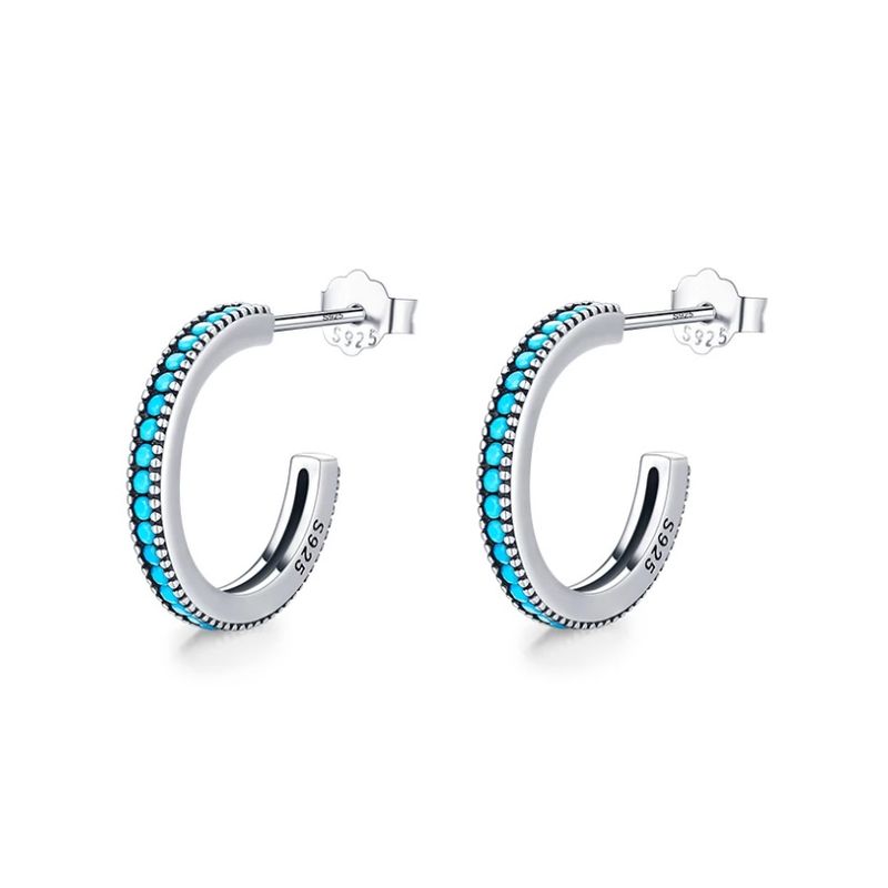 ALHAJAS - Aretes Aros Topos Alhajas Para Niña O Mujer Turquesas En Plata 925_.
