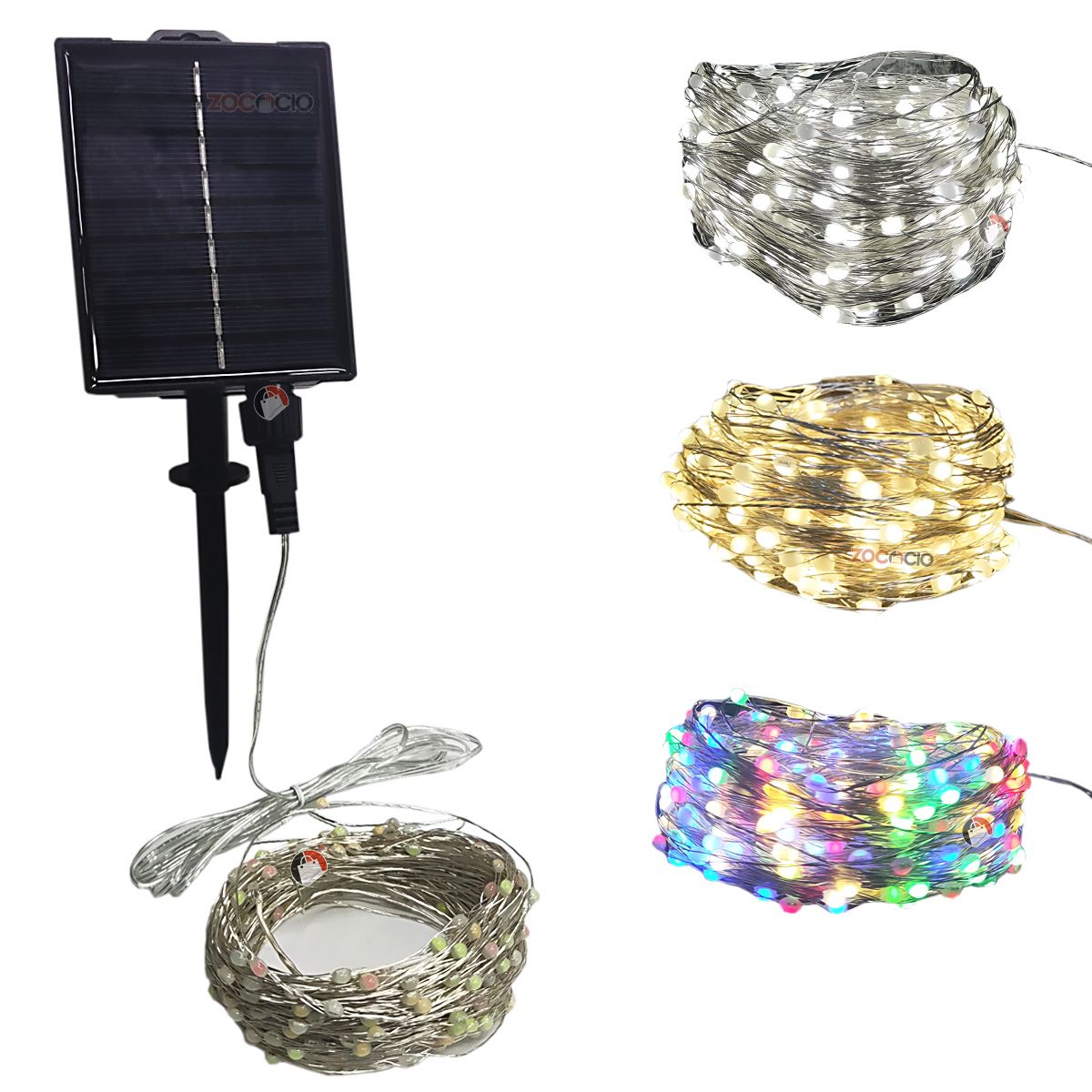 ZOCOCIO - Instalación Guirnalda De Alambre 200 Leds De Panel Solar Blanco