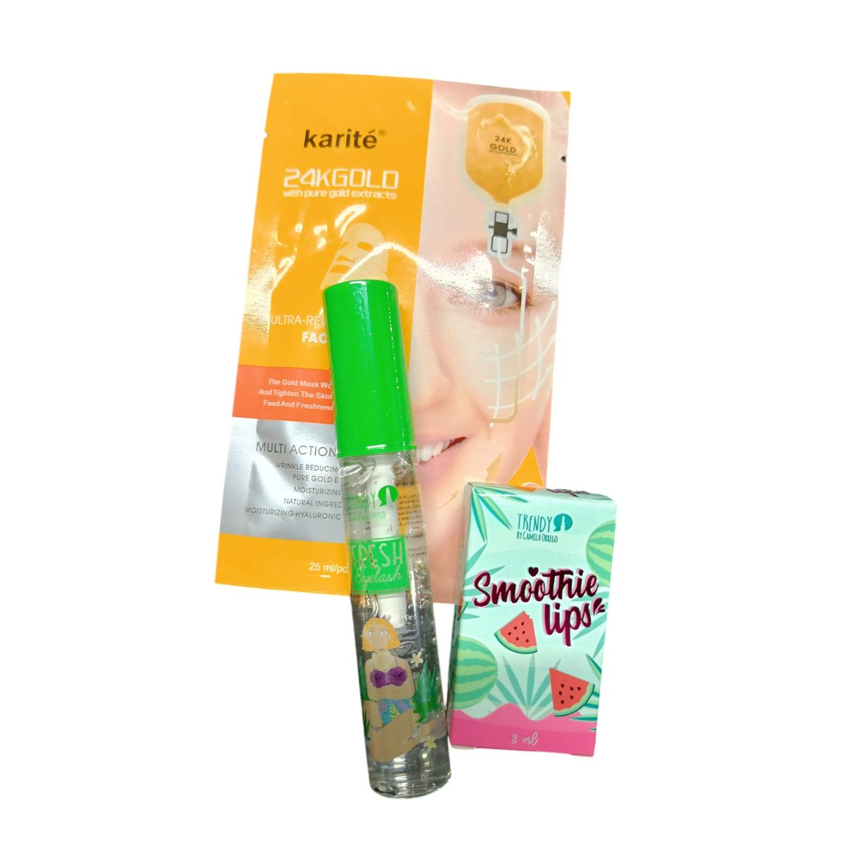 TRENDY - Mascarilla Oro + Fortalecedor pestaña + Voluminizador Labial