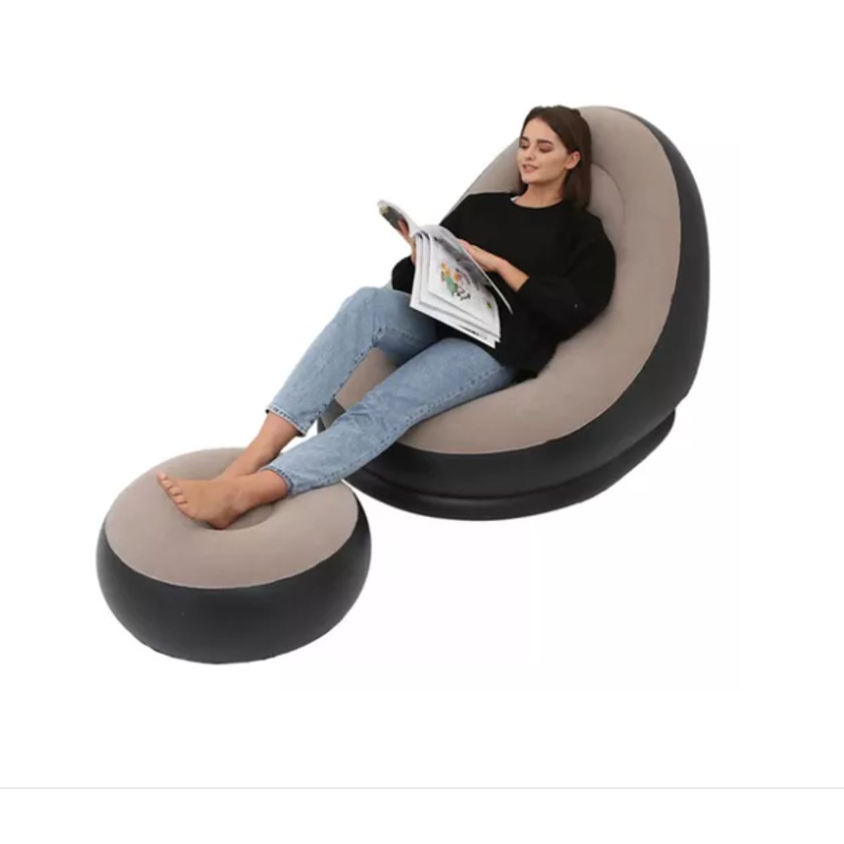 GENERICO - Sillón Inflable Sofá Portátil Hinchable Plegable Reposa Pies_.