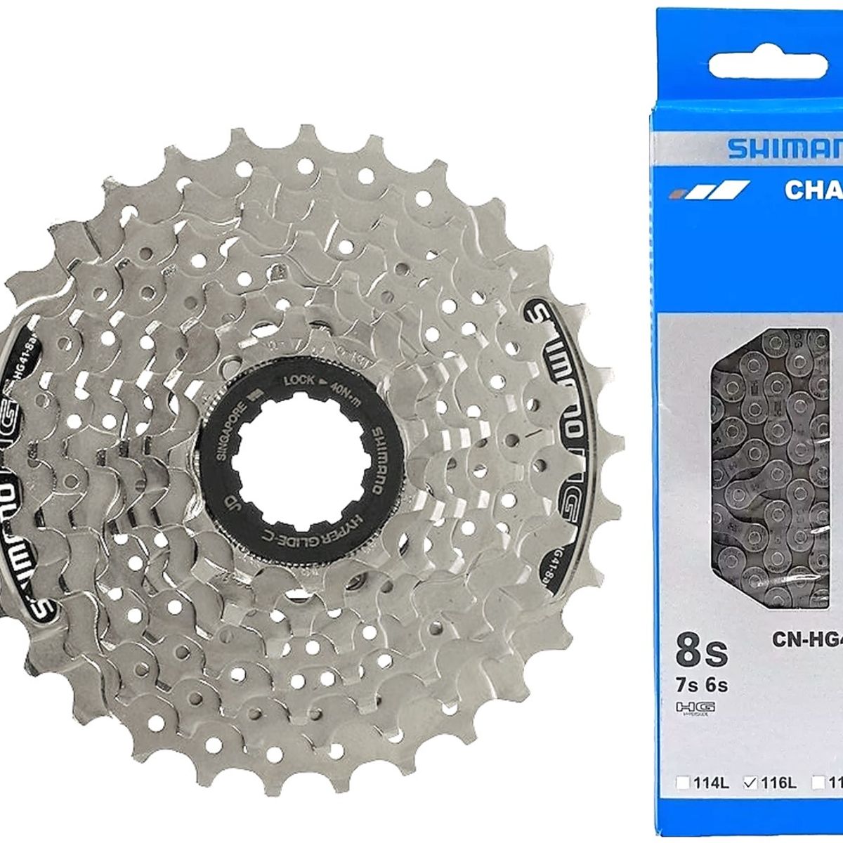 SHIMANO - Pacha + Cadenilla Shimano Cassette 8v 11-30 Piñon Bicicleta