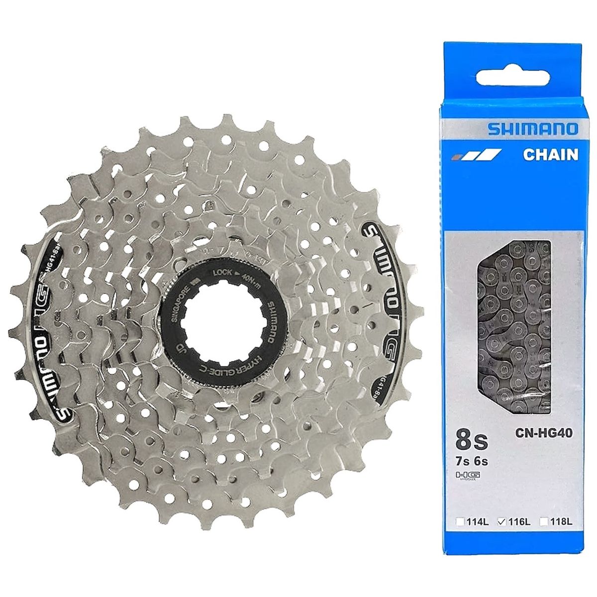 SHIMANO - Pacha + Cadenilla Shimano Cassette 8v 11-30 Piñon Bicicleta