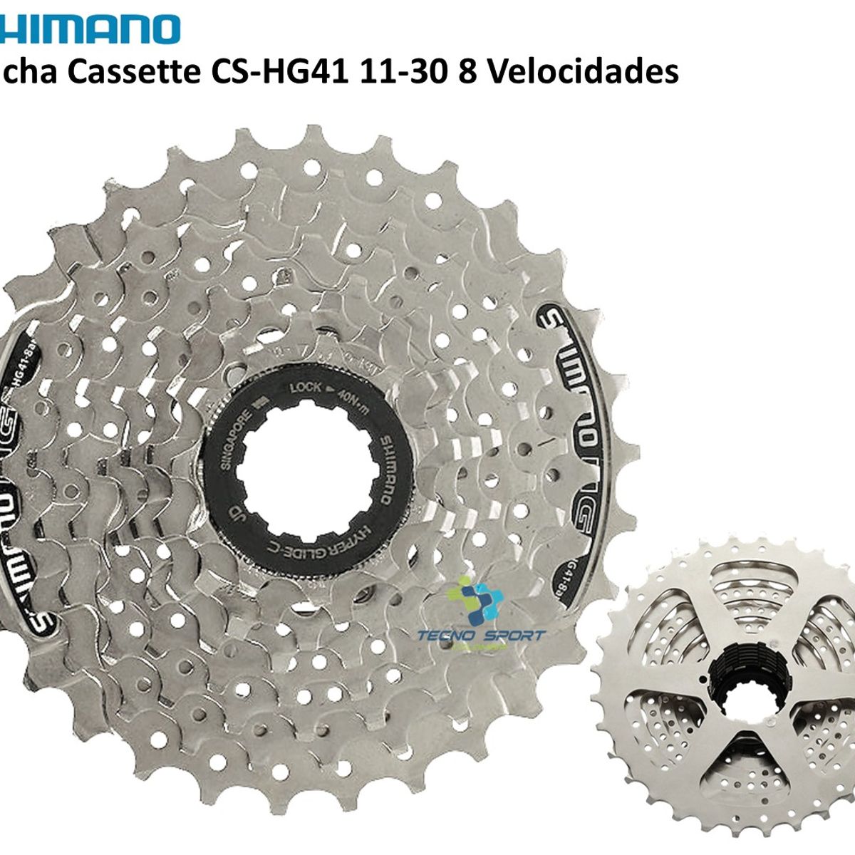 SHIMANO - Pacha + Cadenilla Shimano Cassette 8v 11-30 Piñon Bicicleta