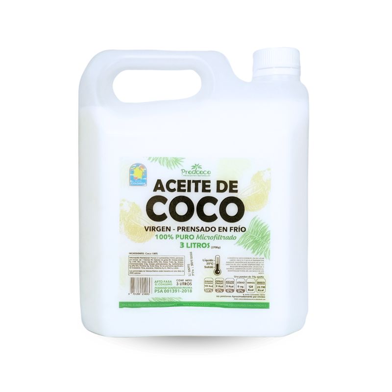 GENERICO - Aceite de coco Galon 3 Litros  100% Nat - mL a $49