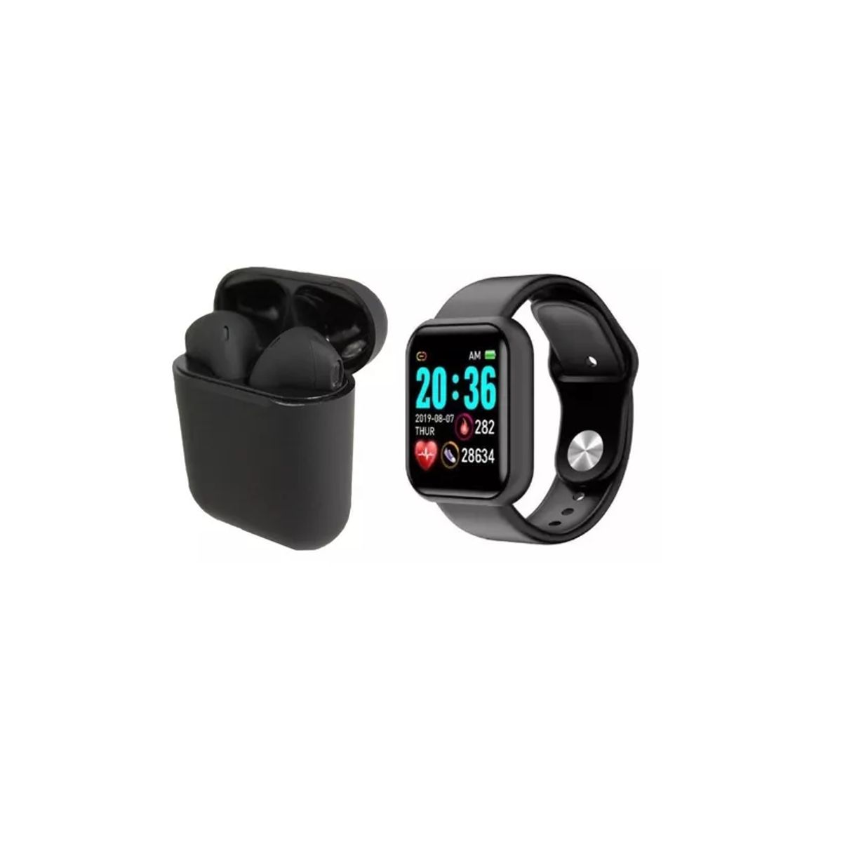 SKY - Reloj Inteligente Y68 D20 Pro + Audifonos Bluetooth I12.