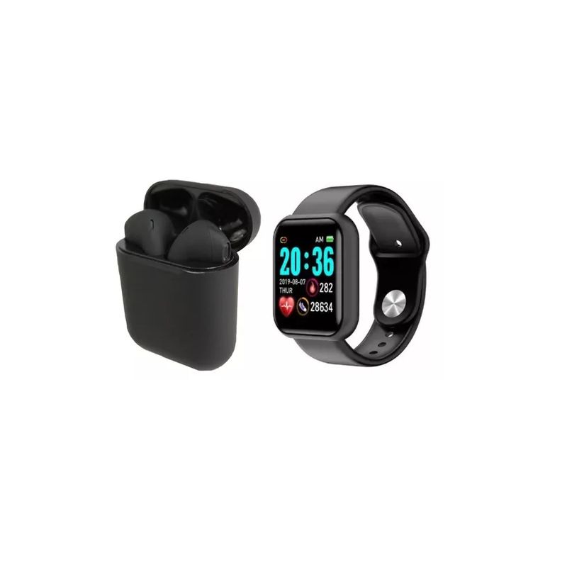 SKY - Reloj Inteligente Y68 D20 Pro + Audifonos Bluetooth I12.