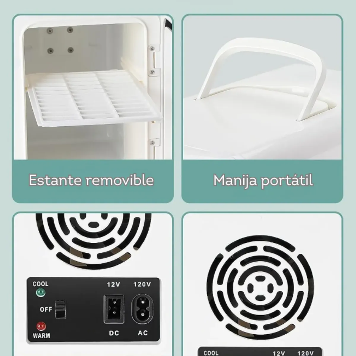 OTRAS MARCAS - Mini nevera blanca portátil con espejo y luz led 6 LITROS