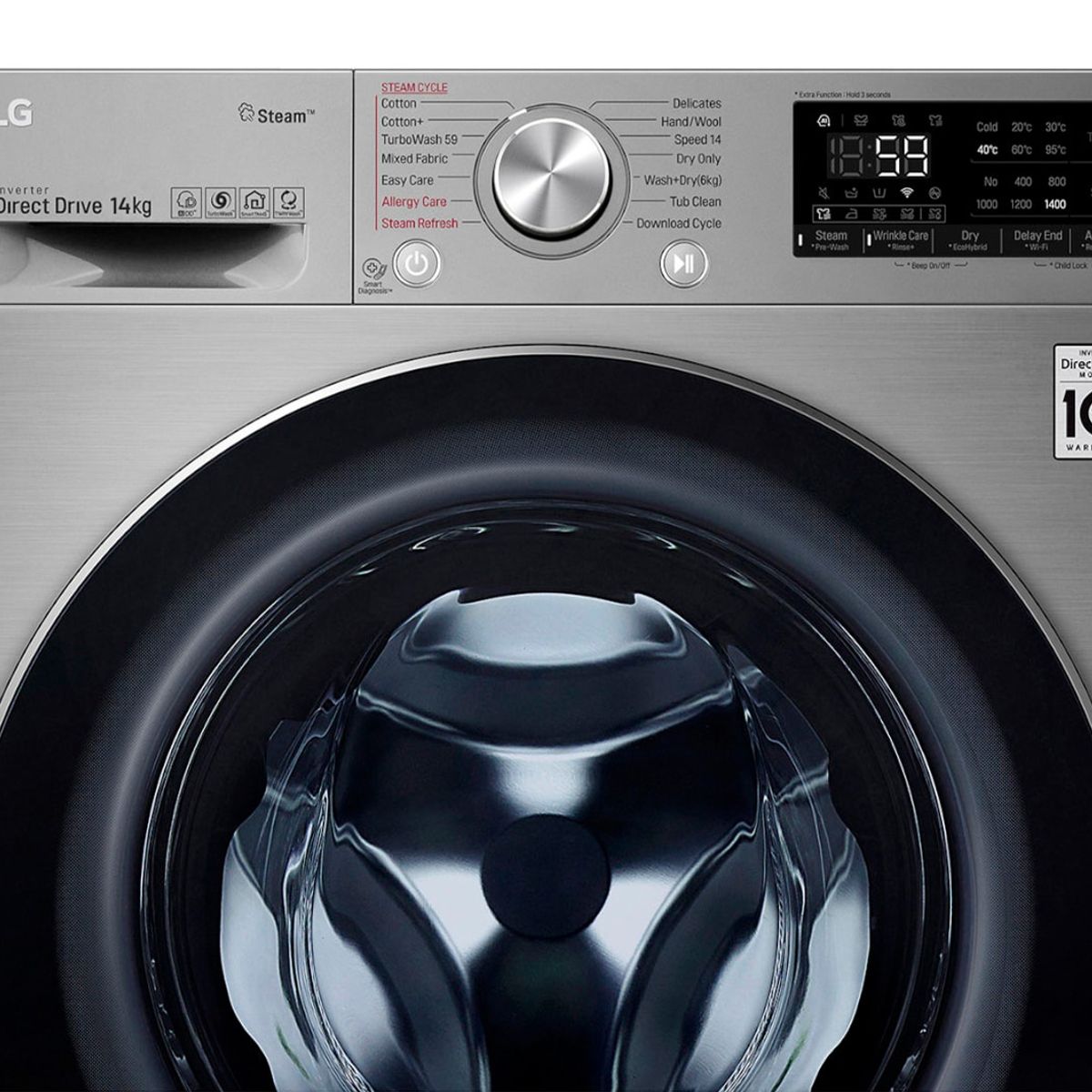 LG - Lavadora LG Carga Frontal 14Kg30lbs - Color Plata WD14VVC4S6