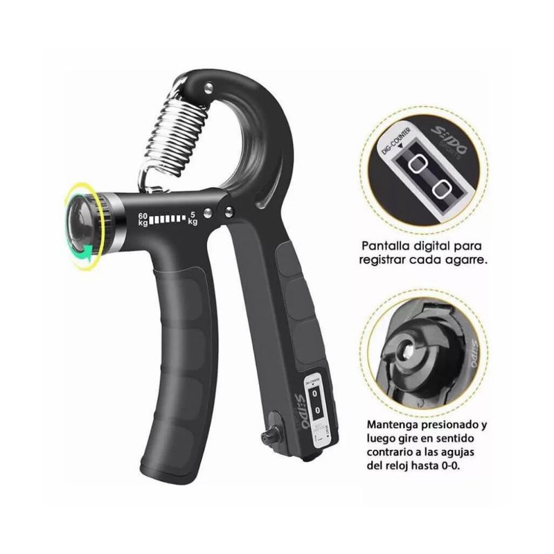 GENERICO - Tensor Hand Grip Resistencia Ajustable 5-60kg Negro