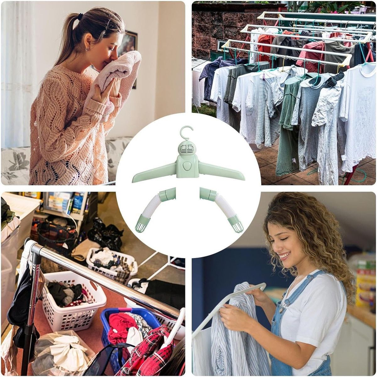 GENERICO - Gancho Colgar Ropa Secador Tendedero Recargable Portátil