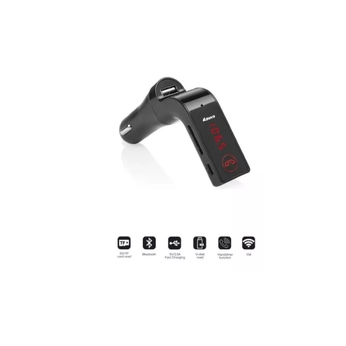 GENERICO - Receptor Bluetooth Autos Transmisor Car G7 Carga Usb Negro