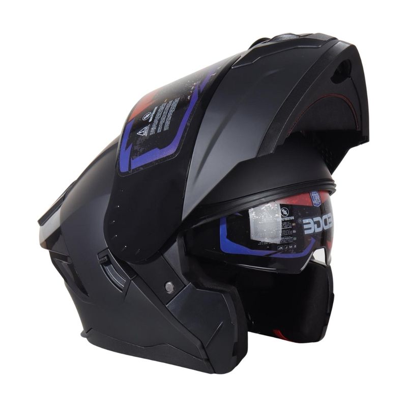 EDGE HELMETS - Casco Edge Abatible Solido Certificado DOT - ECE - Negro - L