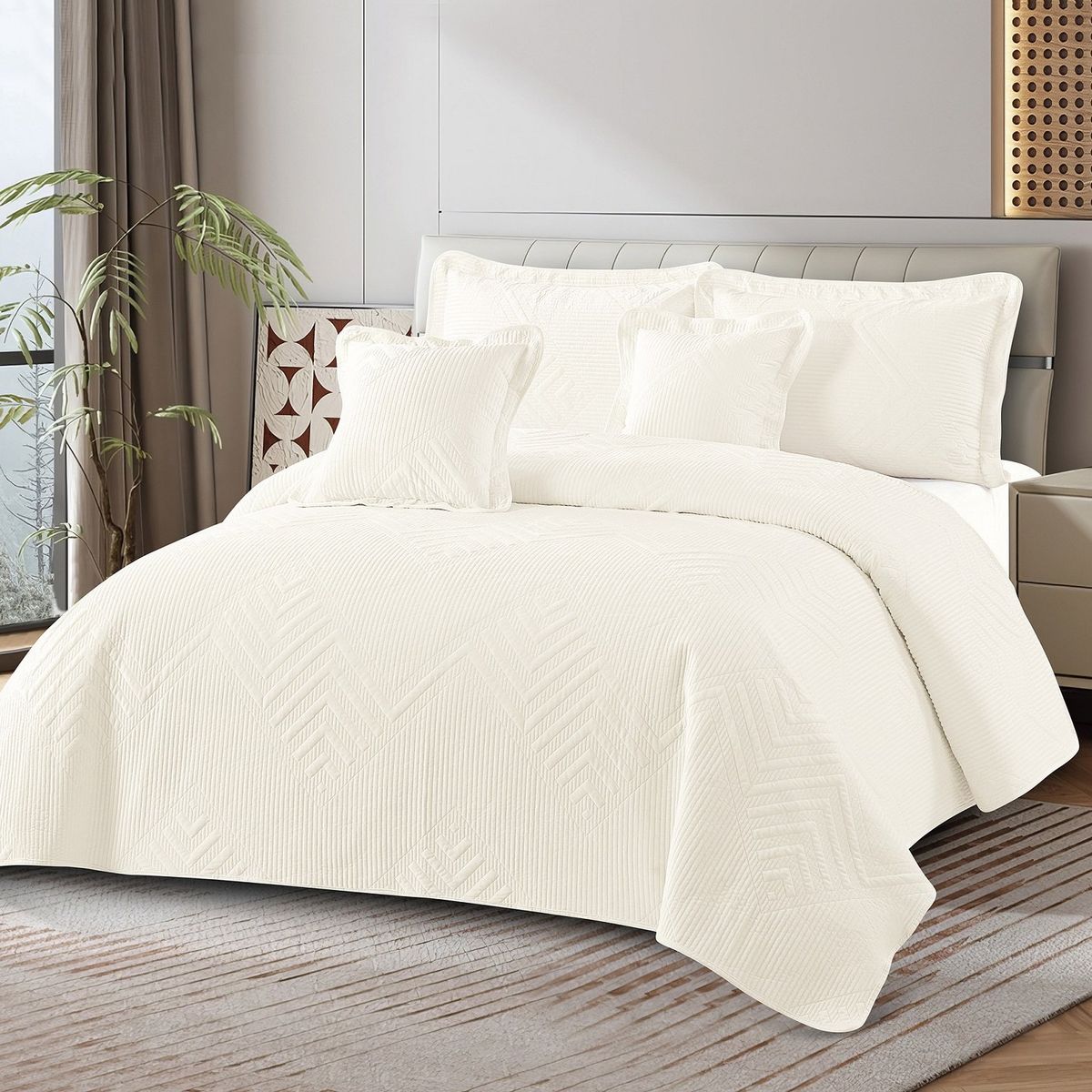 REALTEX - Colcha Real Tex Velvet Unicolor Beige – 8005