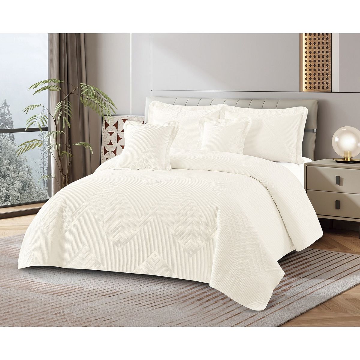 REALTEX - Colcha Real Tex Velvet Unicolor Beige – 8005