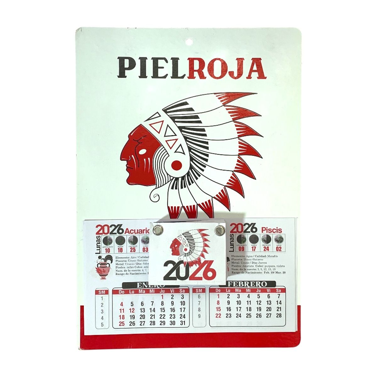 GENERICO - Calendario Almanaque Clásico Piel Roja 2025