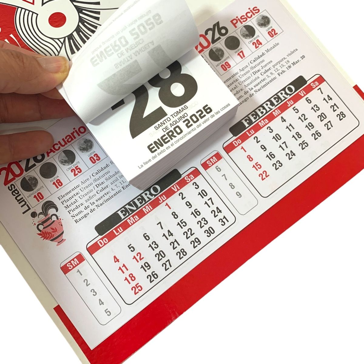 GENERICO - Calendario Almanaque Clásico Piel Roja 2025