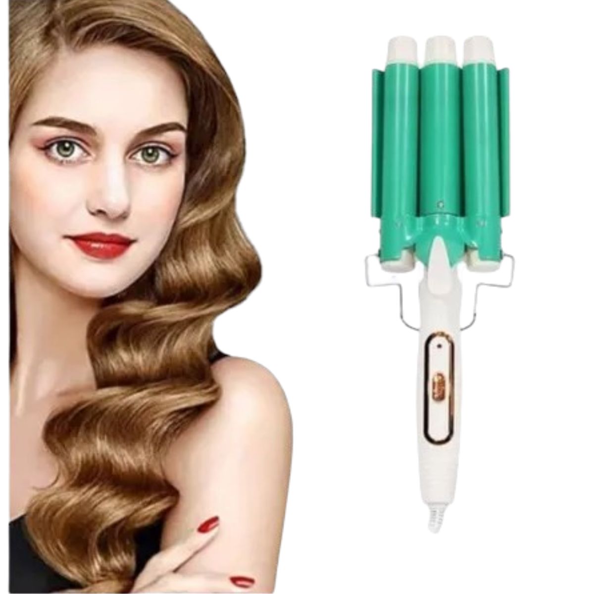 GENERICO - Plancha / Pinza De Cabello Ondas De Sirena Rizadora 3 Tubos