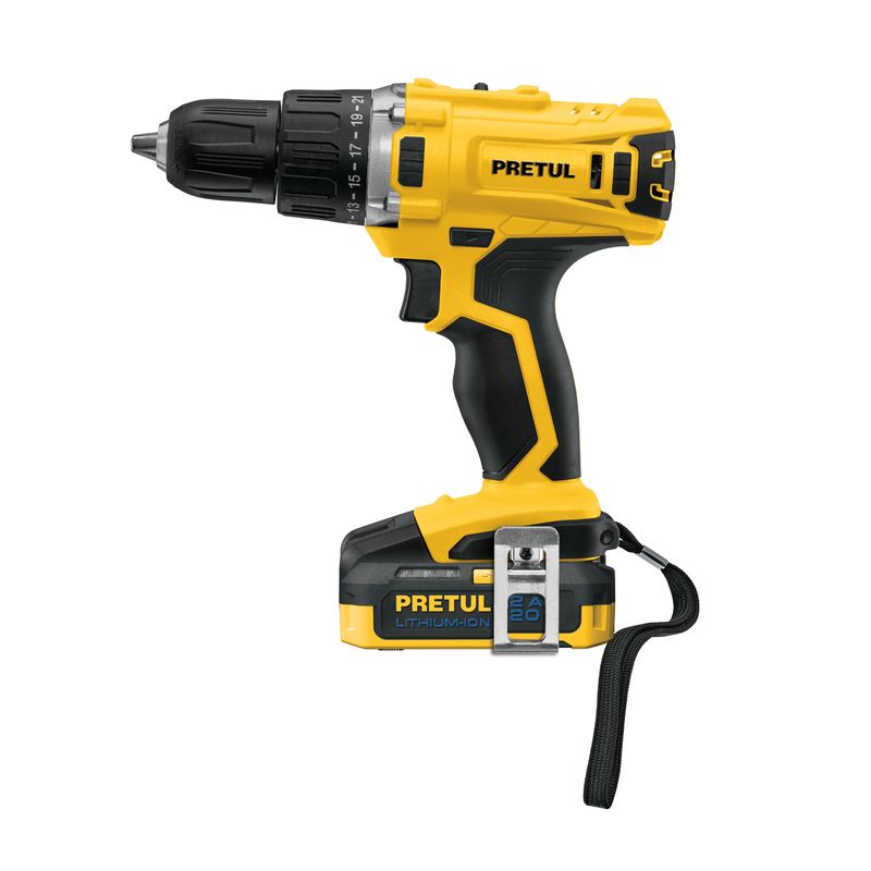 PRETUL - Taladro atornillador inalámbrico 20 V 1/2'' Pretul