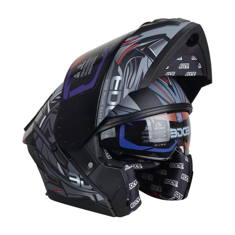EDGE HELMETS - Casco Edge Abatible Steelix Gris Certificado DOT - ECE - Gris oscuro - M