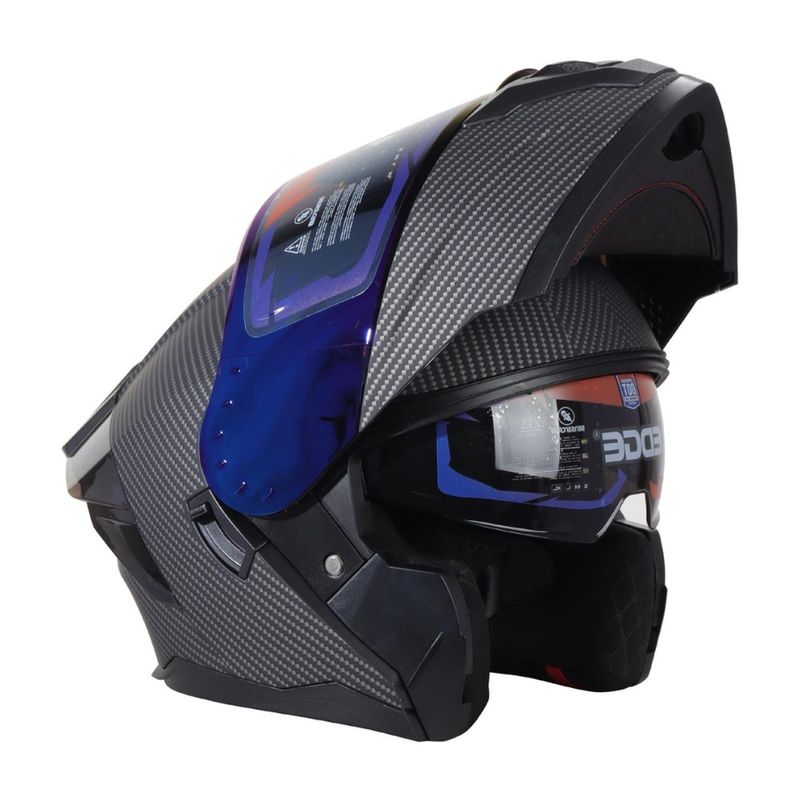 EDGE HELMETS - Casco Edge Abatible Boston Diseño Carbón Certificado DOT I ECE - Negro - M