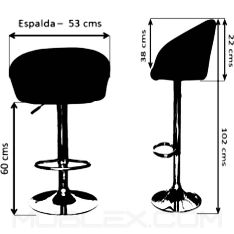 GENERICO - Silla Tipo Bar Alta Con Espaldar Cromada Descansa Pies Negra