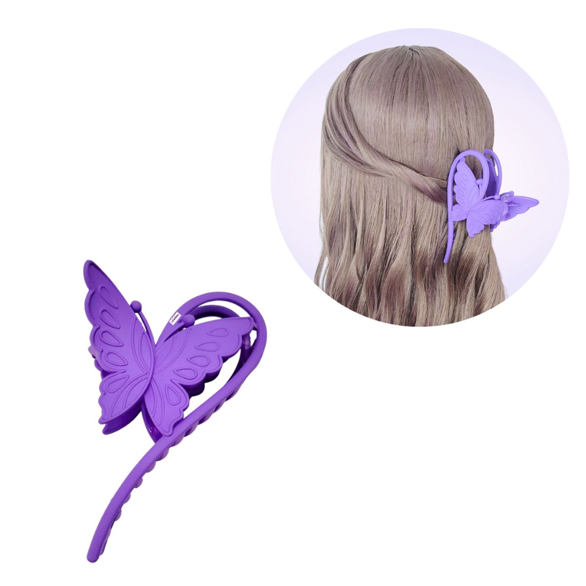 GENERICO - Maxi Pinza Gancho Caimán Mariposa Morada Para Cabello