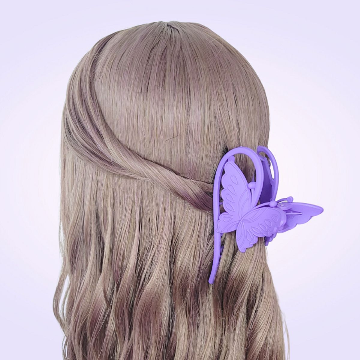 GENERICO - Maxi Pinza Gancho Caimán Mariposa Morada Para Cabello