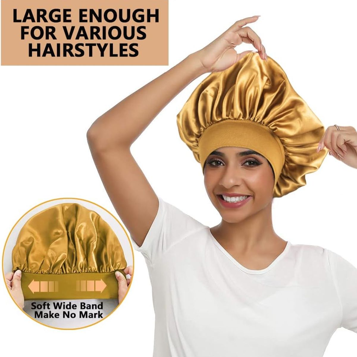 GENERICO - Gorro Satín Protector Cabello Pelo Dormir Frizz Transpirable