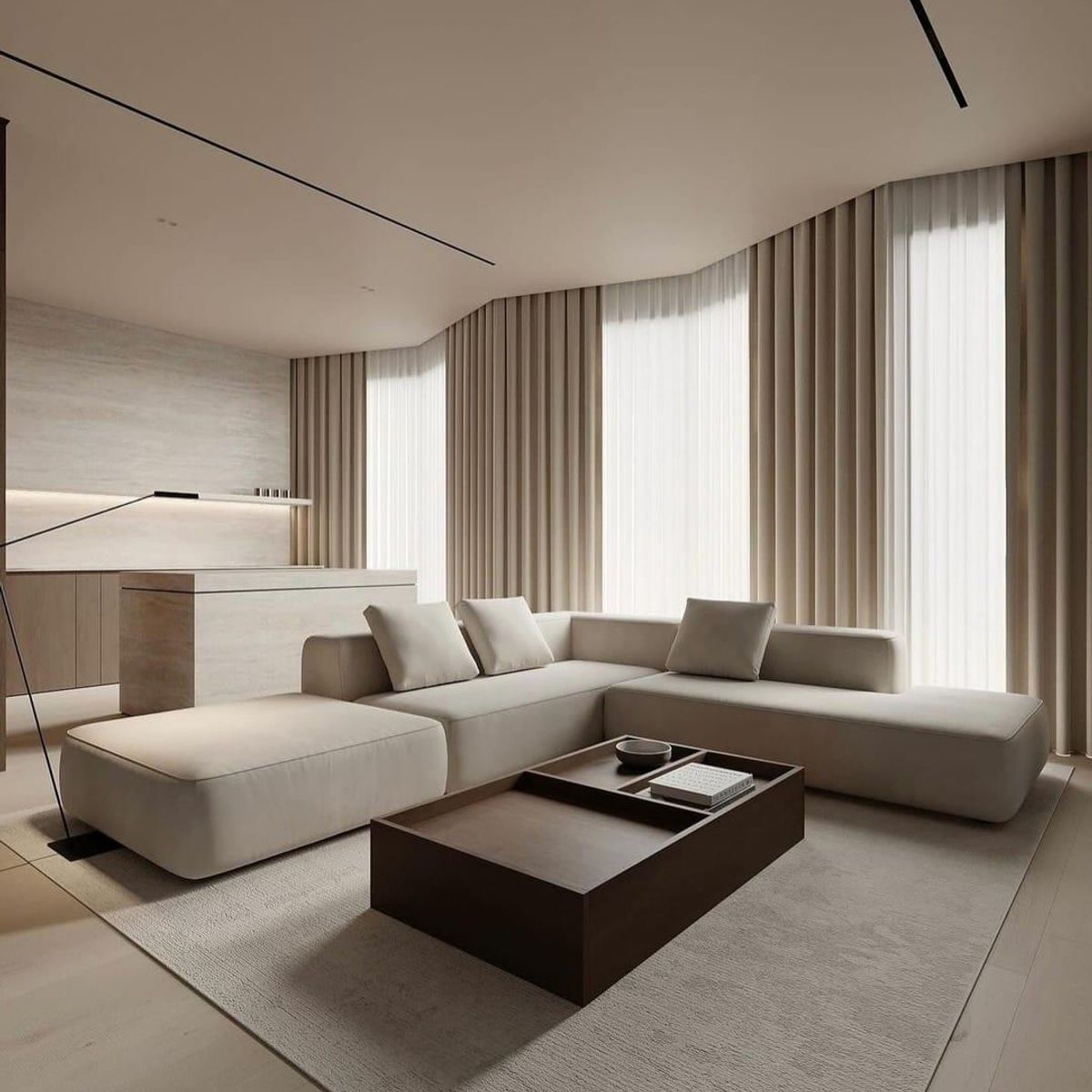 GENERICO - Elegantes Muebles Modernos en L Sala con Sofá esquinero Blanco y puff