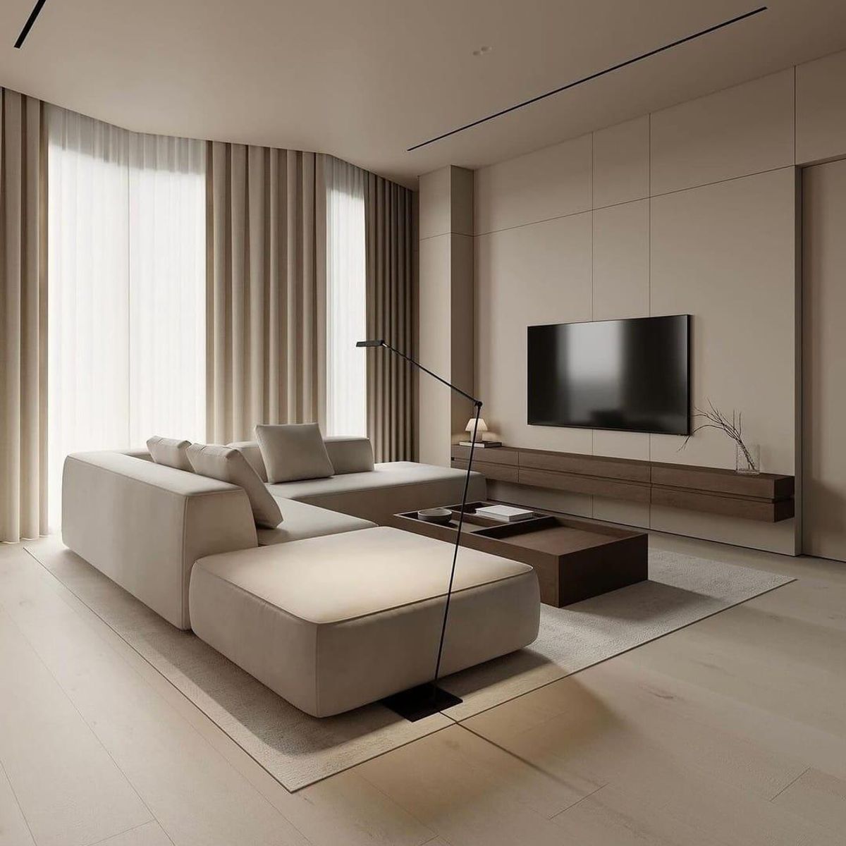 GENERICO - Elegantes Muebles Modernos en L Sala con Sofá esquinero Blanco y puff