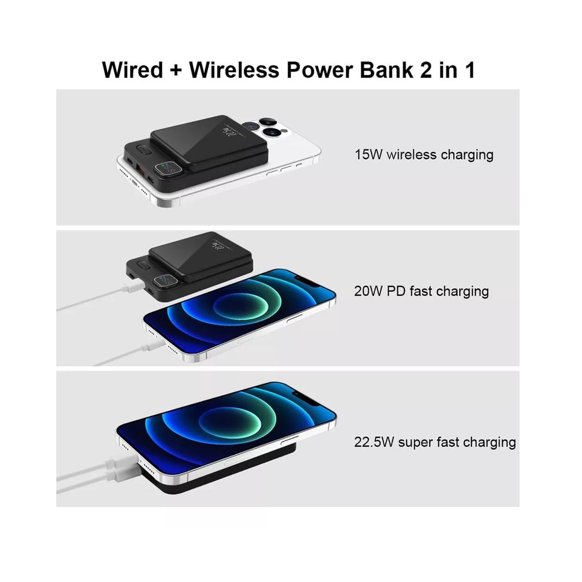 KRONE - Power Bank Banco Energía Inalámbrico Magnético 10.000 Mah