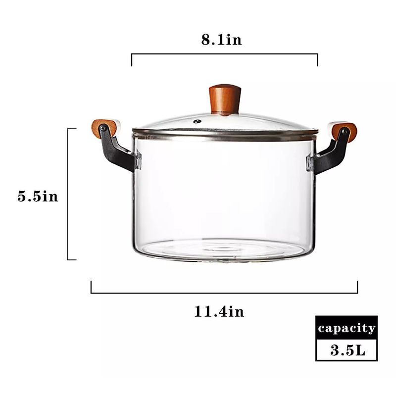 GENERICO - Olla De Vidrio A Fuego Lento 35l Ollas De Vidrio Para Cocina