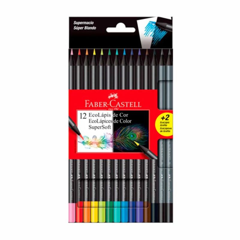 FABER CASTELL - Colores Faber Castell Super Soft X12 + 2 Lápices de Grafito