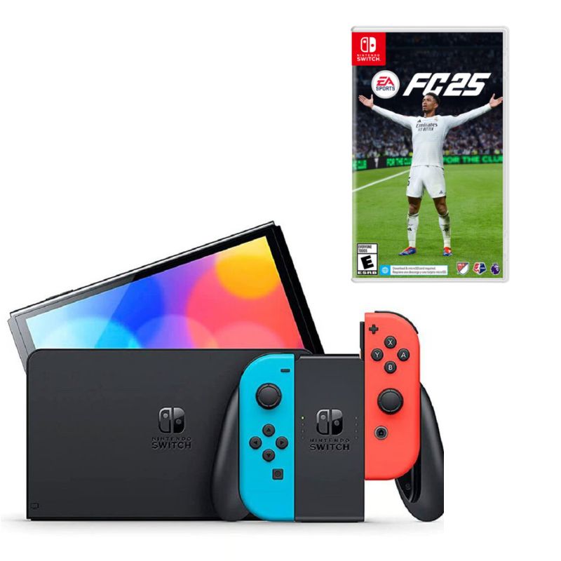 NINTENDO - Consola Nintendo Switch Oled Neon Con Juego Fc 25 Fisico