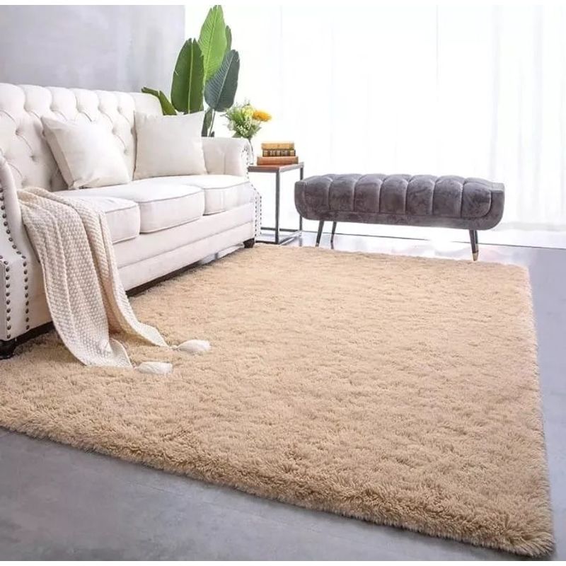 KIDSHOP - Tapete alfombra peluda tapete peluche grande 200x150 cm crema