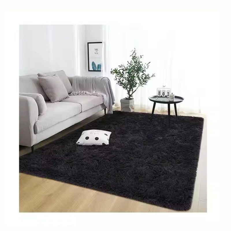 KIDSHOP - Tapete alfombra peluda tapete peluche grande 200x150 cm Negro