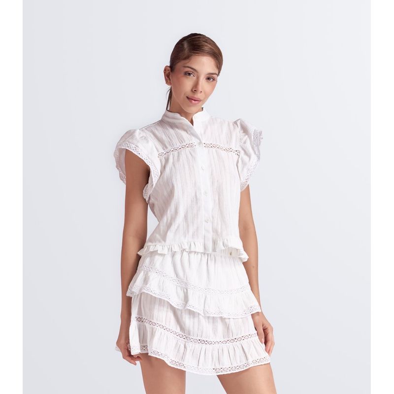 DEREK - Blusa Para Mujer Con Detalles En Encaje Derek