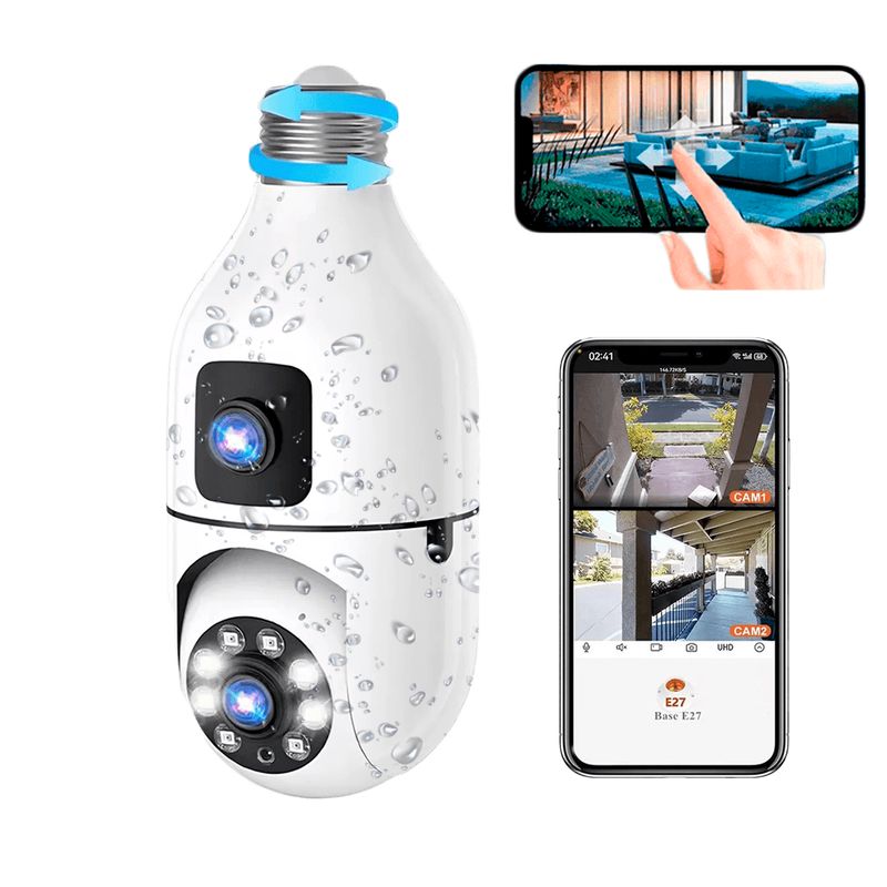 GENERICO - Cámara Bombillo De Seguridad 360° Wifi Hd Con Doble Lente