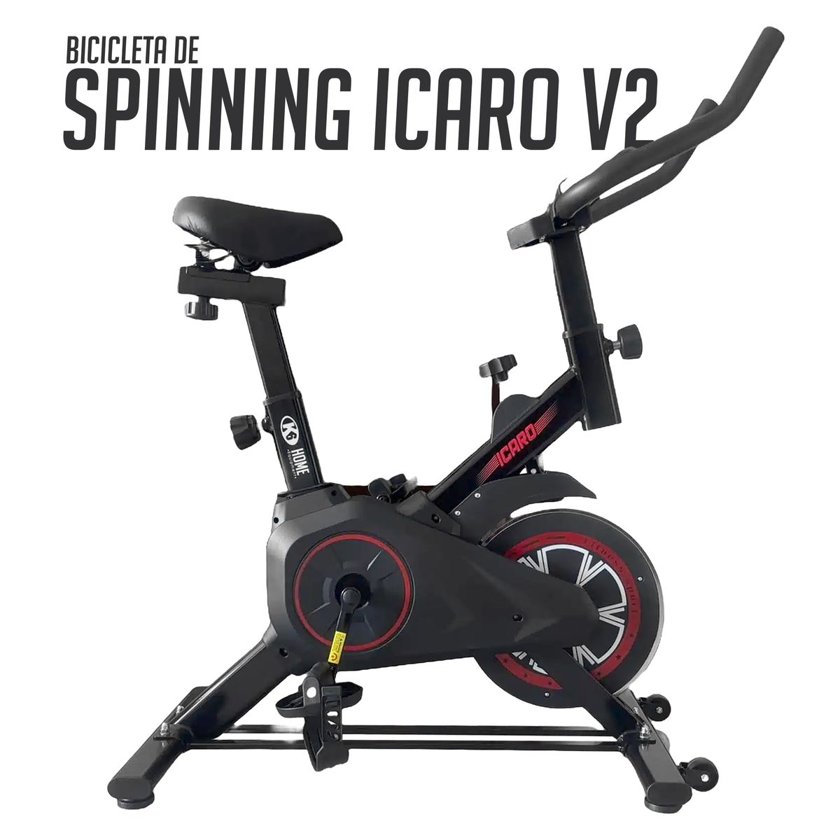 K6 - Bicicleta Estatica de Spinning Volante ajustable K6 V2 Icaro Fitnnes Aeróbico y Anaeróbico