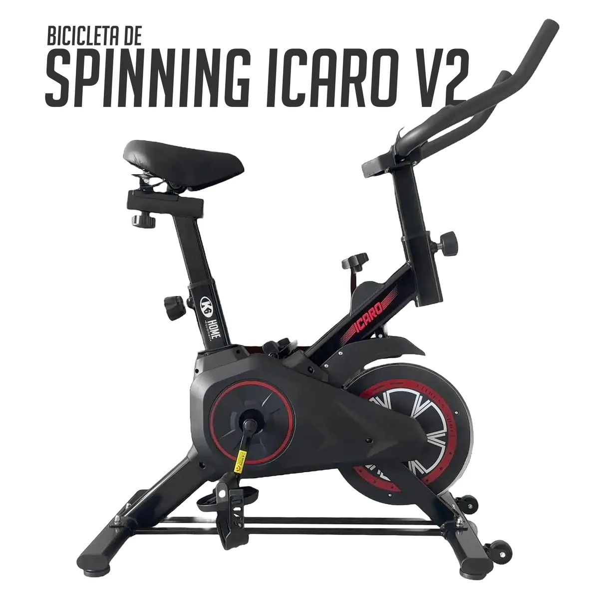 K6 - Bicicleta Estatica de Spinning Volante ajustable K6 V2 Icaro Fitnnes Aeróbico y Anaeróbico