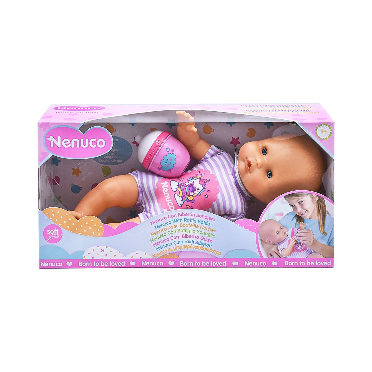 NENUCO - Bebé Nenuco Biberón y Sonajero - Morado