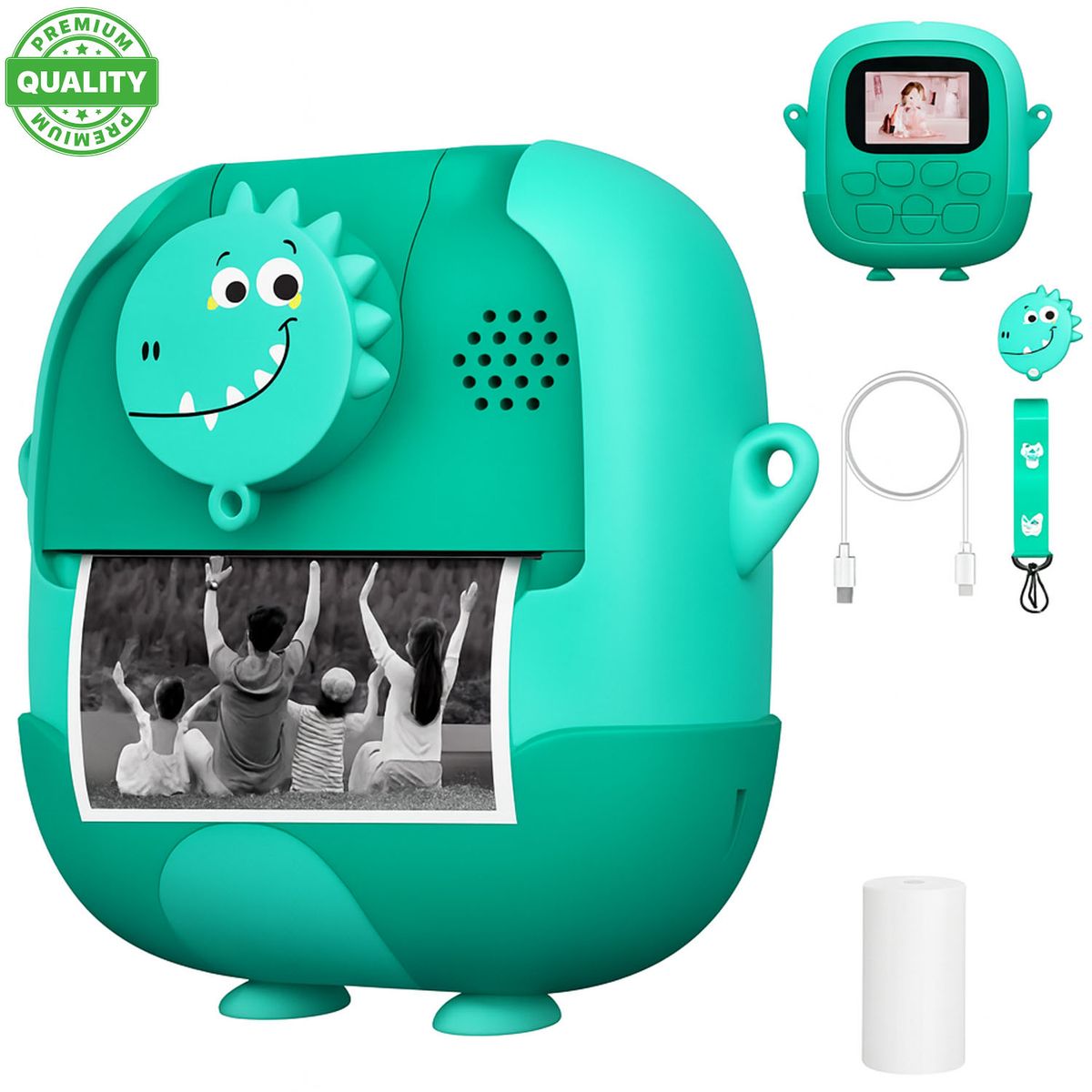 ONE PIXEL - Cámara Infantil Instantánea Térmica Para Niños Dinosaurio Verde